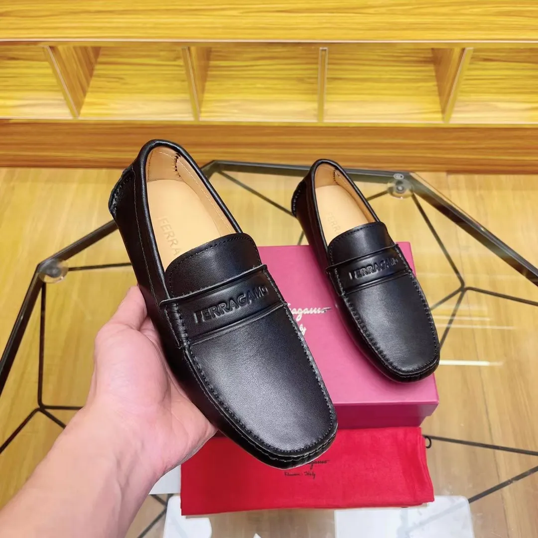 Men's shoes 💰560Ferragamo high-end quality 🔥 black cowhide ➕ cowhide lining size 38-45